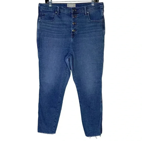 Everlane The Vintage Skinny Jean Size 32 Ankle Raw Hem 4 Buttons Shaping - Picture 3 of 13